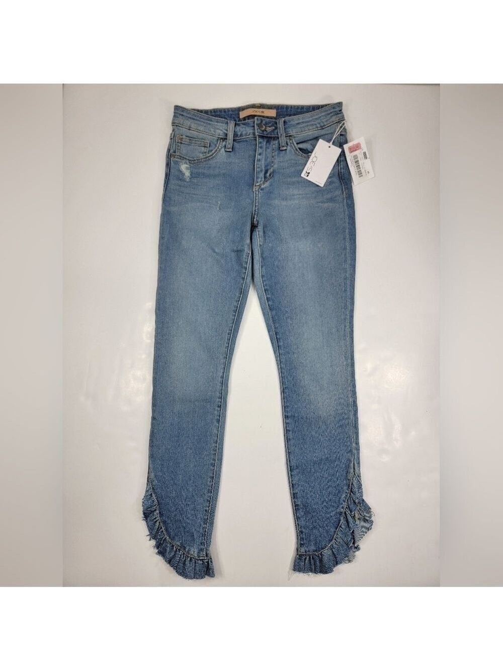 NWT JOE'S Jeans The Icon Skinny Ankle Jeans Women's Size 25 Mid Rise Ruffled Hem